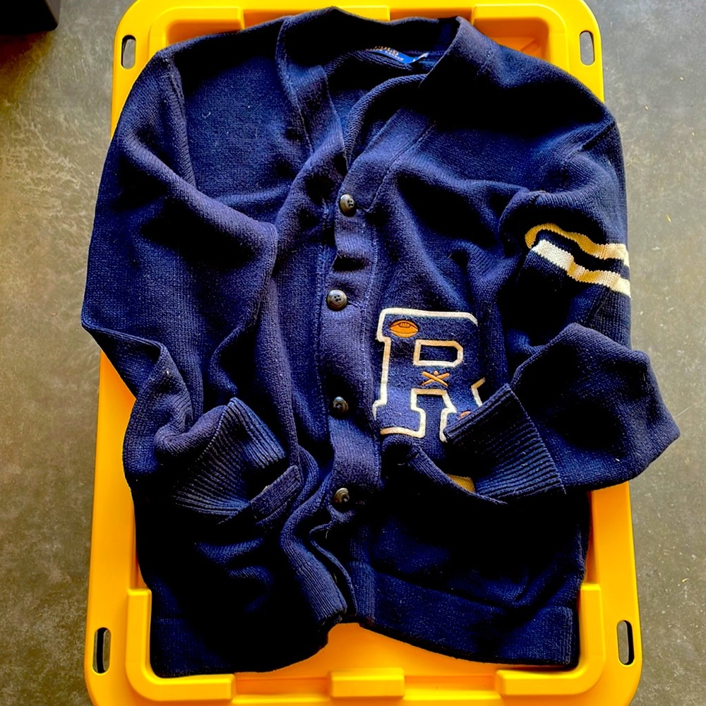 Vintage, Ralph, Lauren, letterman cardigan